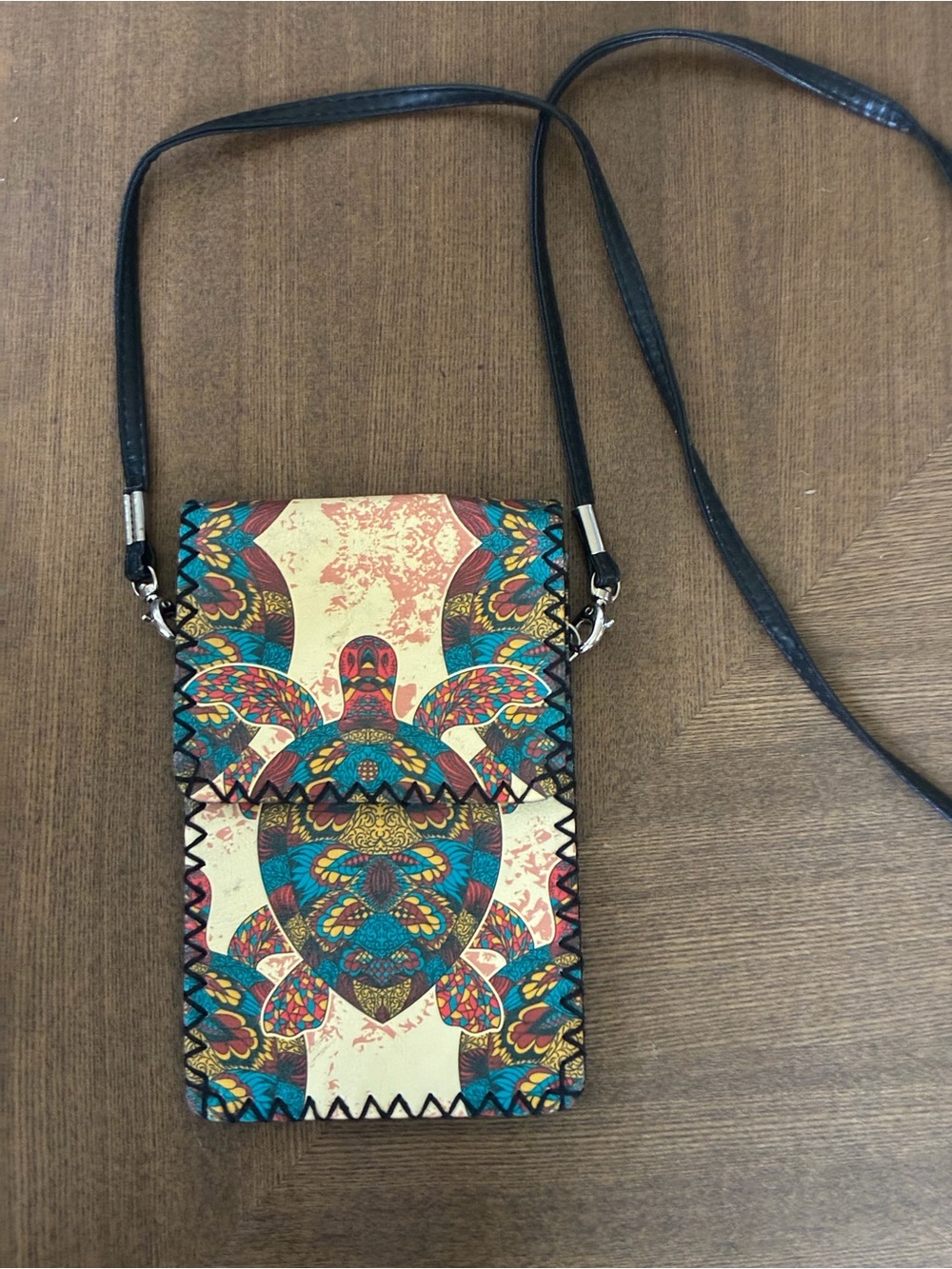 Multicolor Turtle Pattern Crossbody Phone Bag - Women's Small Shoulder Purse